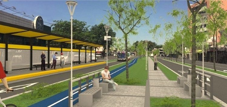 Se empezó a construir en Morón el primer Metrobus con bicisenda del área metropolitana