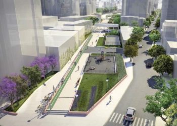 Almagro: construyen una plaza sobre las vías del tren Sarmiento