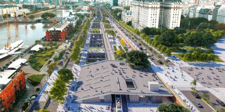 Construyen escalinatas que unirán Plaza de Mayo con Puerto Madero