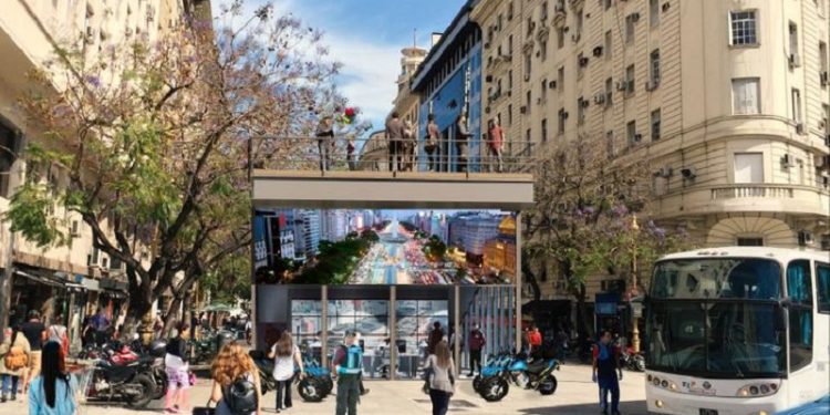Construyen gradas panorámicas en Diagonal Norte, frente al Obelisco
