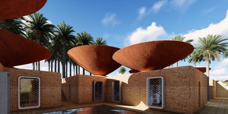 Tejados con forma de cuenco para recoger el agua de lluvia y enfriar de forma natural en climas áridos