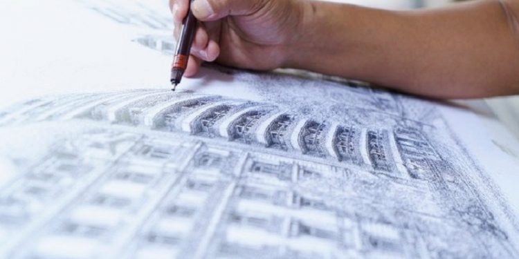 El artista jujeño que retrata edificios patrimoniales porteños en 50 horas y con cuatro gotas de tinta