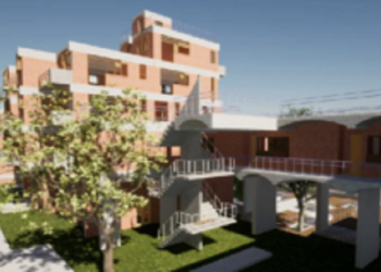 Conjunto de viviendas con elementos prefabricados