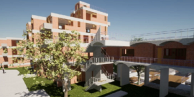 Conjunto de viviendas con elementos prefabricados