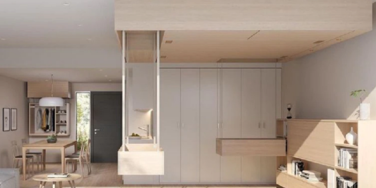 Departamentos con sistema “smart” que sube los muebles al techo para aprovechar el espacio