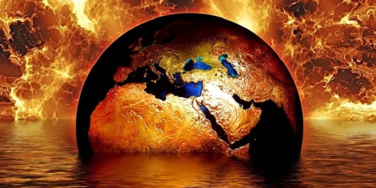 El hombre camina hacia la destrucción de la Tierra por causar el calentamiento global