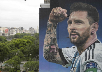 El festejo de Messi que se hizo mural cerca del de Maradona