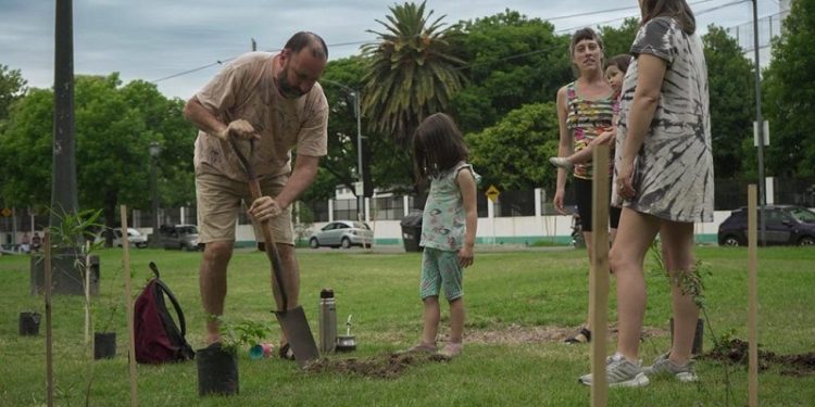 Vecinos plantaron especies nativas de árboles en el Parque Uriburu