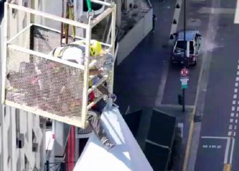 Cambiaron el pararrayos del Obelisco